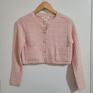 Jessica Simpson Blush Pink Textured Cropped Cardigan